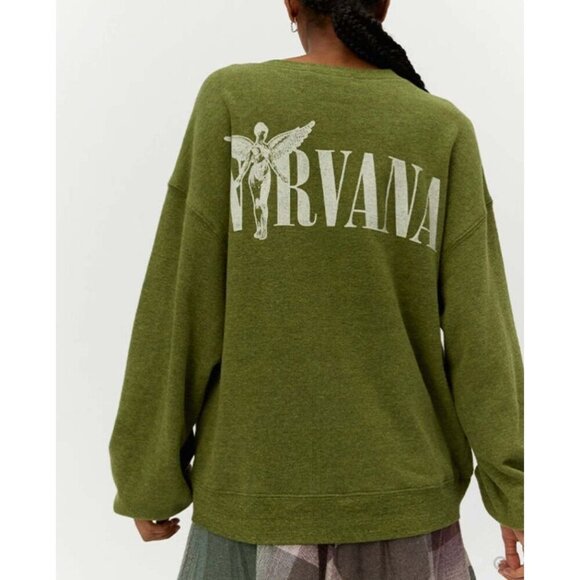 DAYDREAMER Nirvana in Utero Tour Oversized Sweatshirt Green Size Large - Picture 2 of 9